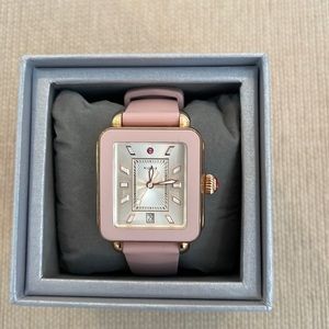 Michele sport Deco watch pink and rose gold.